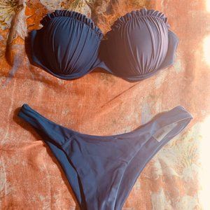 Ruched Underwire Bandeau Bikini